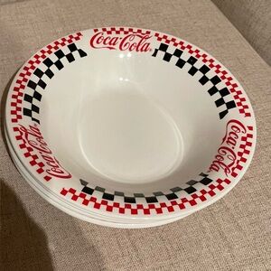 Coca Cola Red and Black Retro Dinnerware Set of 4 pre-owned 4 BOWLS